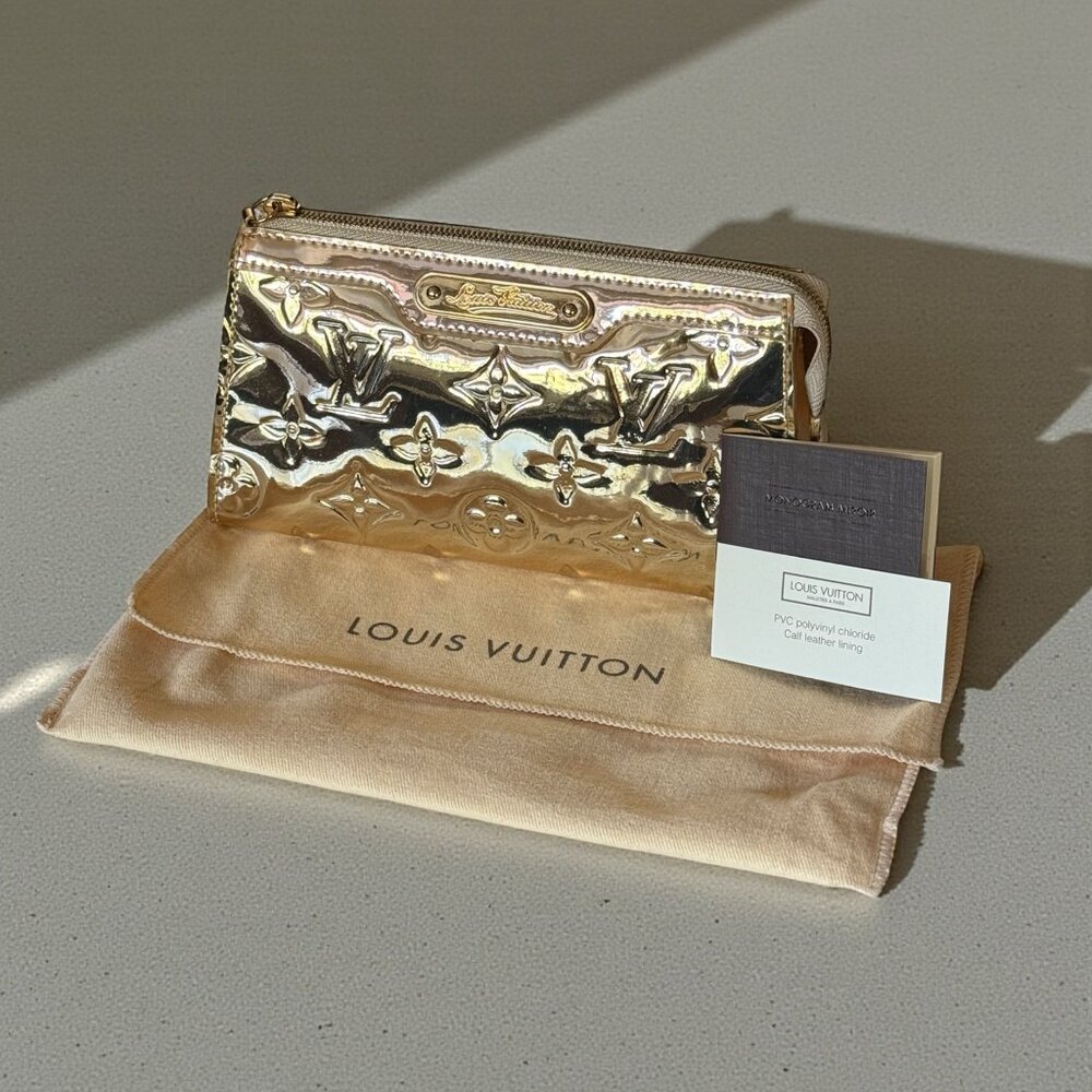 Louis Vuitton Monogram Miroir Gold Cosmetic Pouch With Dust Bag